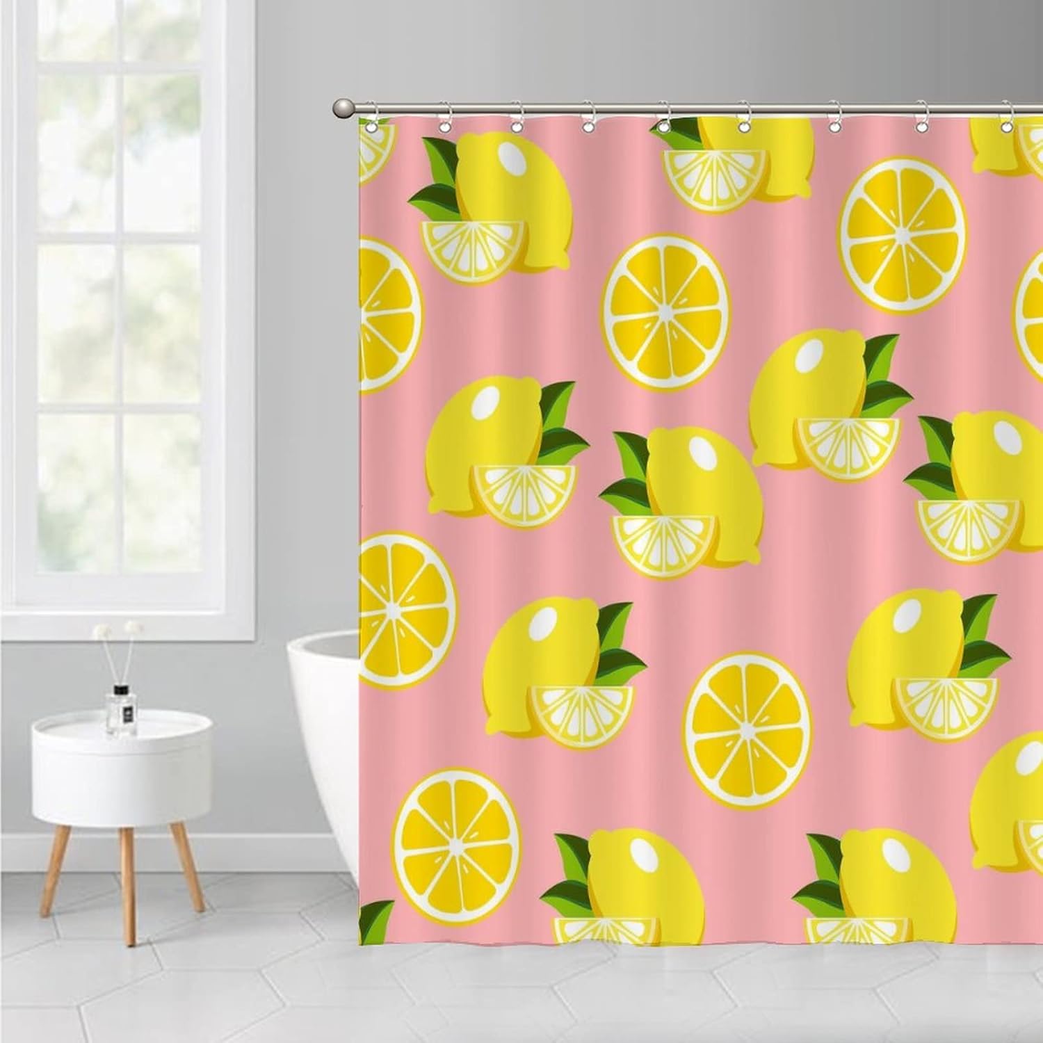 Natural Bath Curtains 59 x 71 Lemon Fruit Abstract