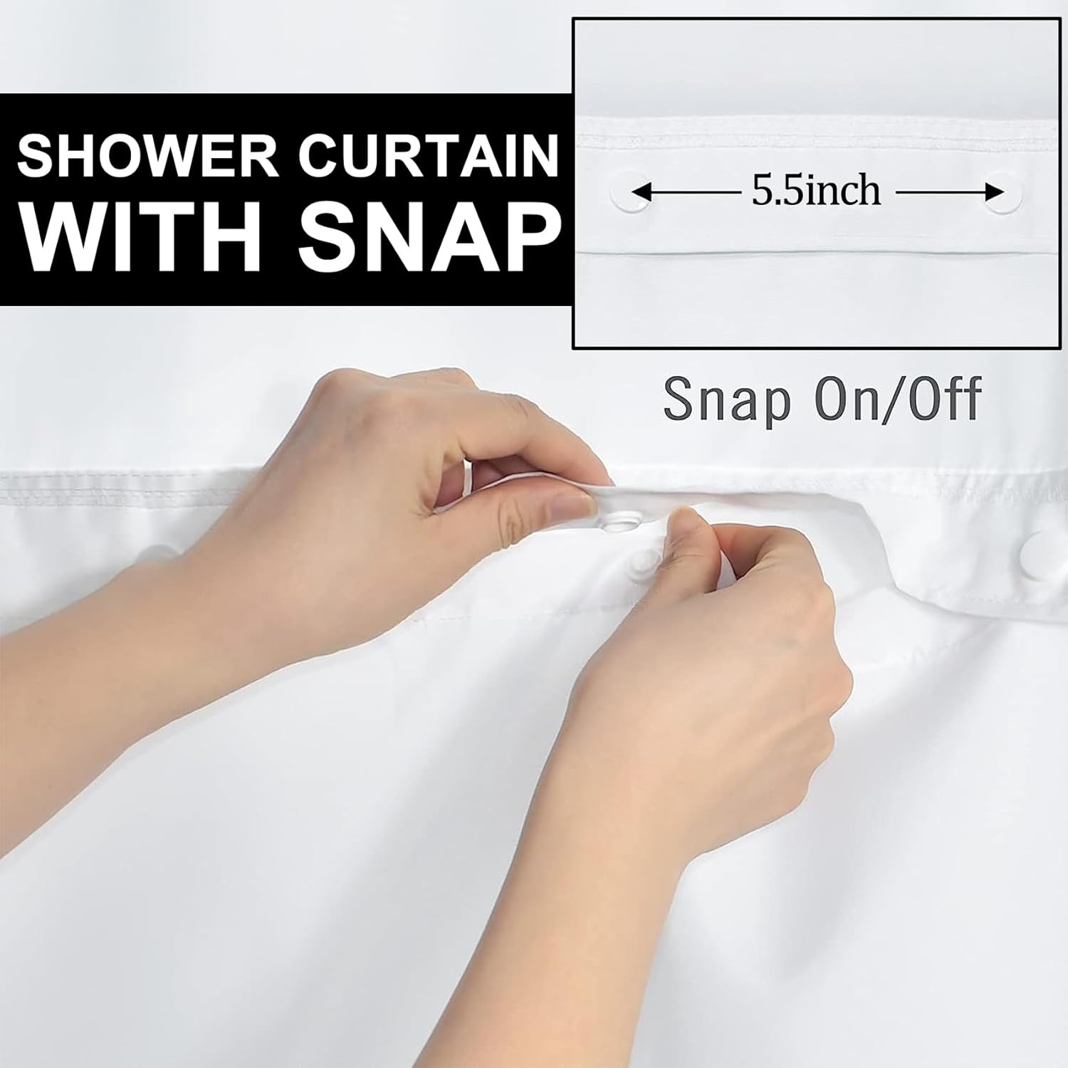 No Hook Marble Shower Curtain