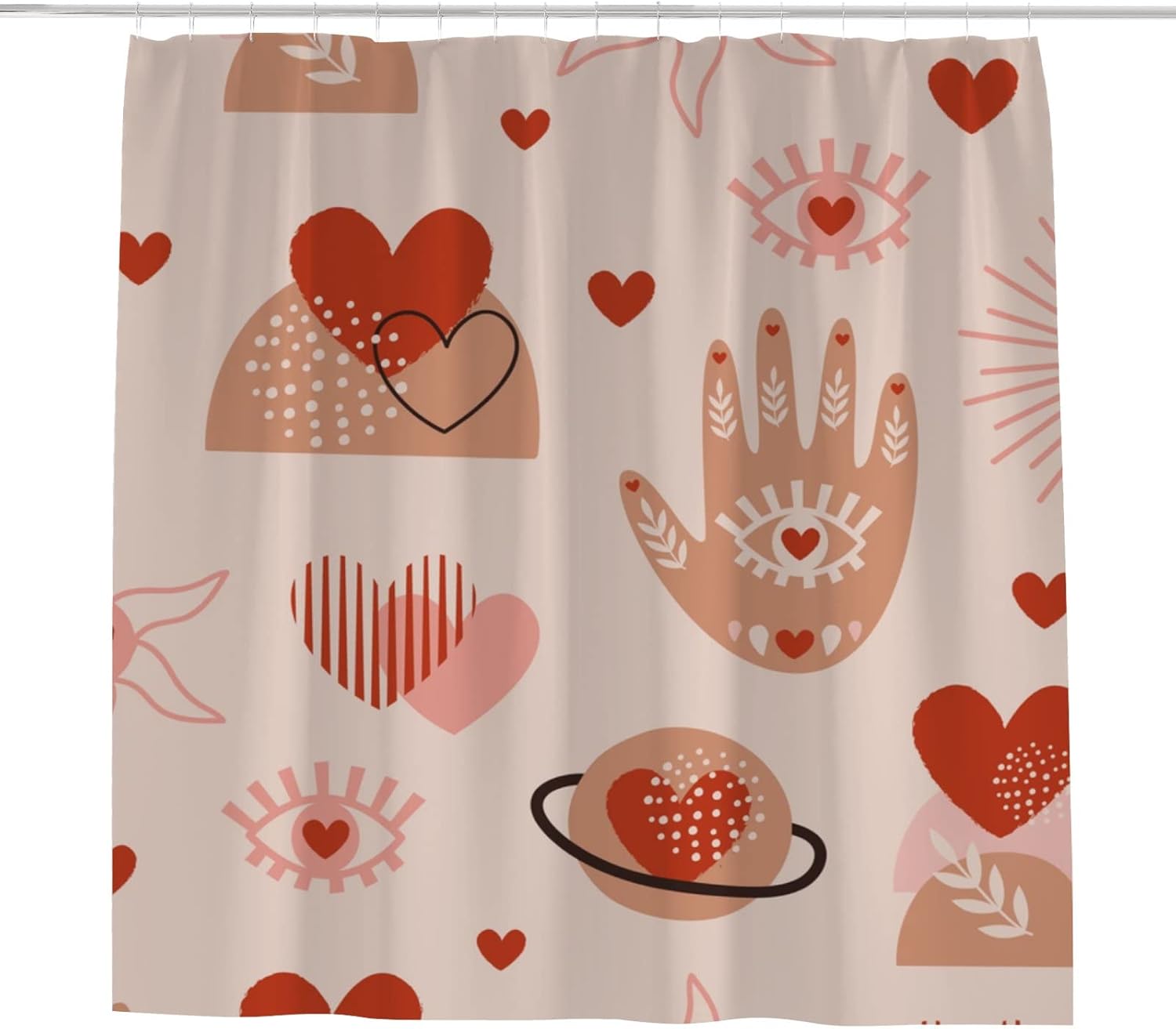 Delicate Waterproof 12-Hook Shower Curtain for Bathroom Use Boho Style