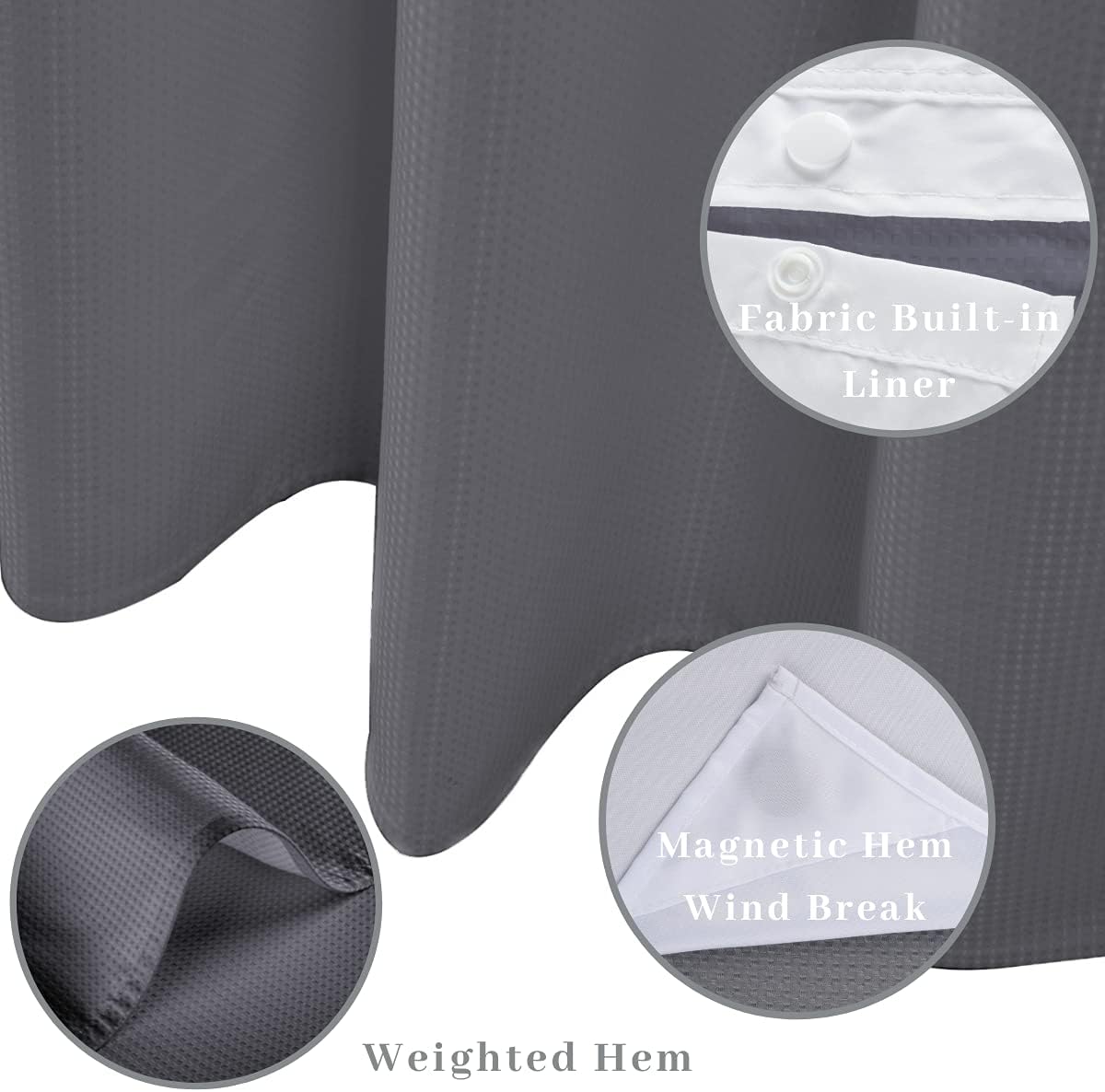 Ecoehoe Folding 36 x 72 Shower Curtain Set with Magnet Liner