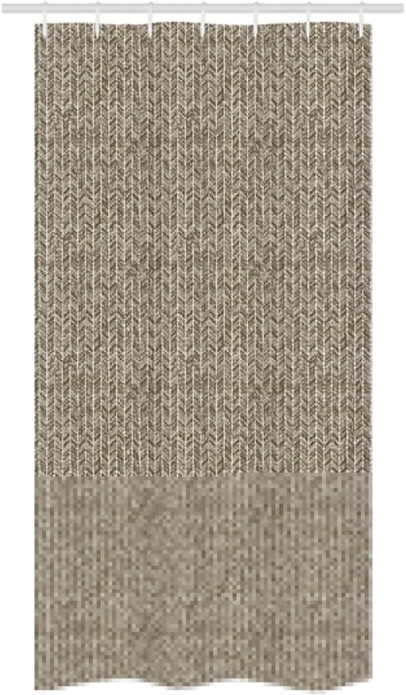Ambesonne Brown Beige Stall Shower Curtain Set with Retro Herringbone Pattern