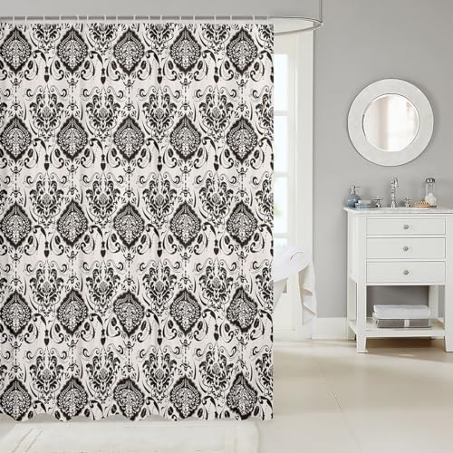 Feelyou Damask Pattern Kids Bath Shower Curtain Set 72x72 with Baroque Design