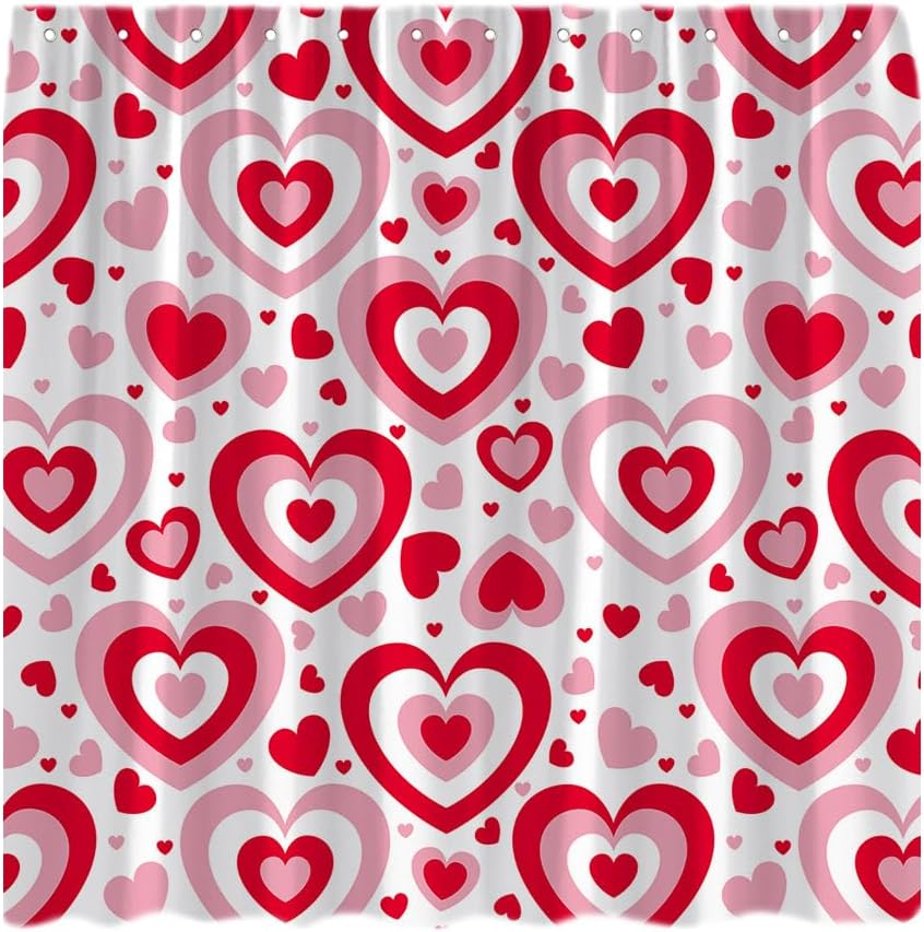 Valentines Day Pink Heart Shower Curtain