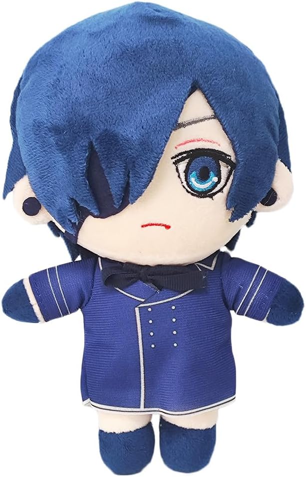 Cute Boy with Blue Hair and Black Eye Patch Stuffed Plush Toy Pillow