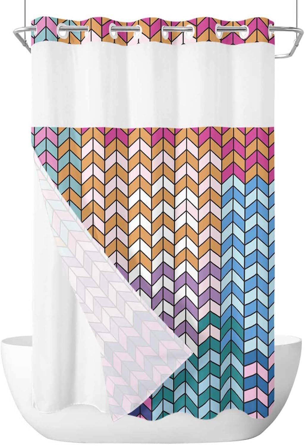 Stylish No-Hook Shower Curtains Set for Home Use 54x78