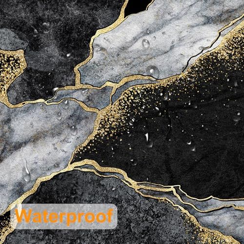 Black Gold Marble Shower Curtain Set with Hooks 72x72 Inch 1