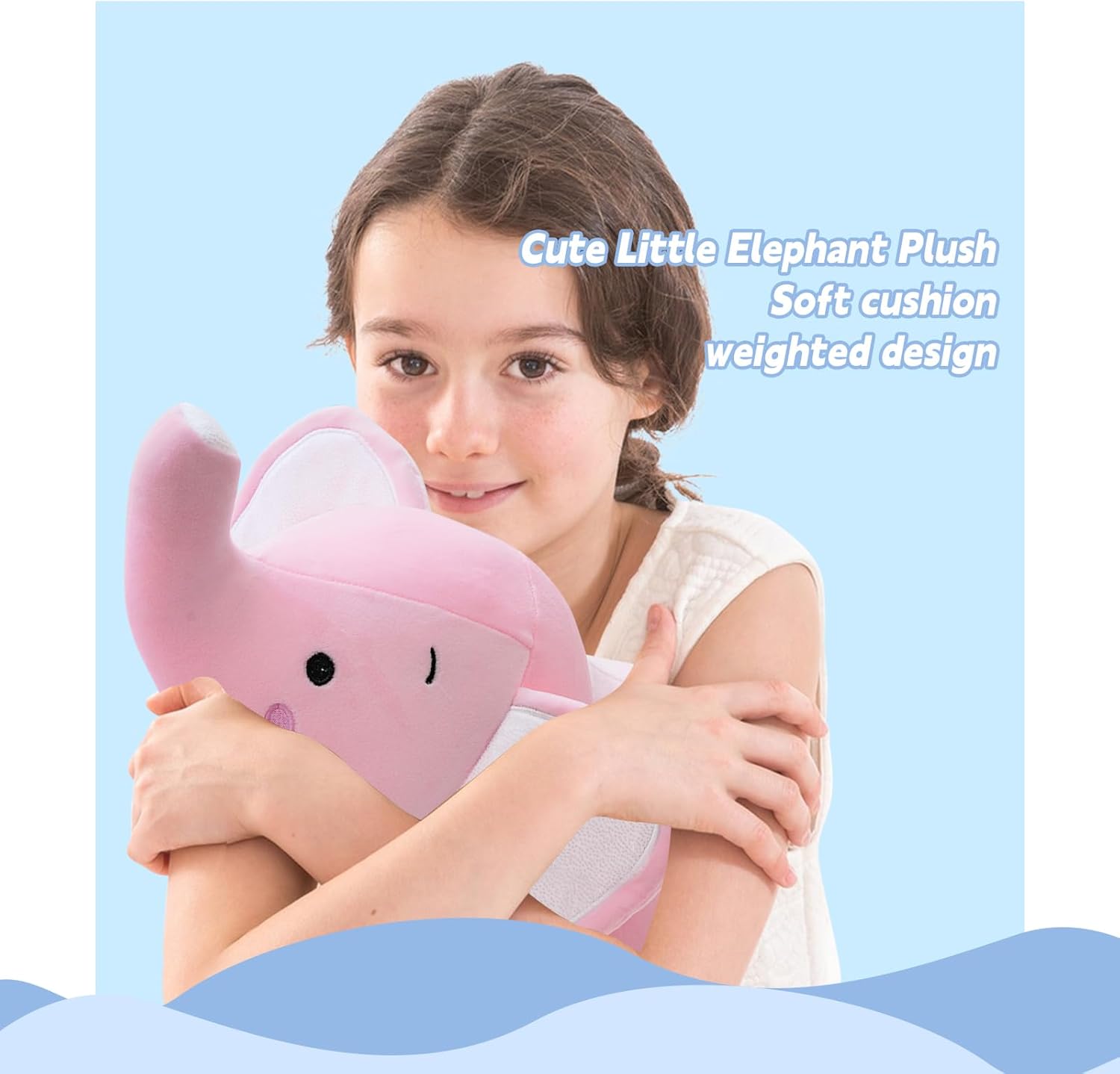 Weighted Elephant Plush Hugging Pillow for Kids