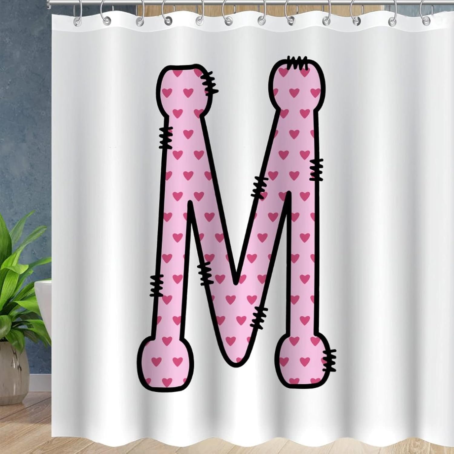 VEHFA Cute Pink Love Heart M Shower Curtain