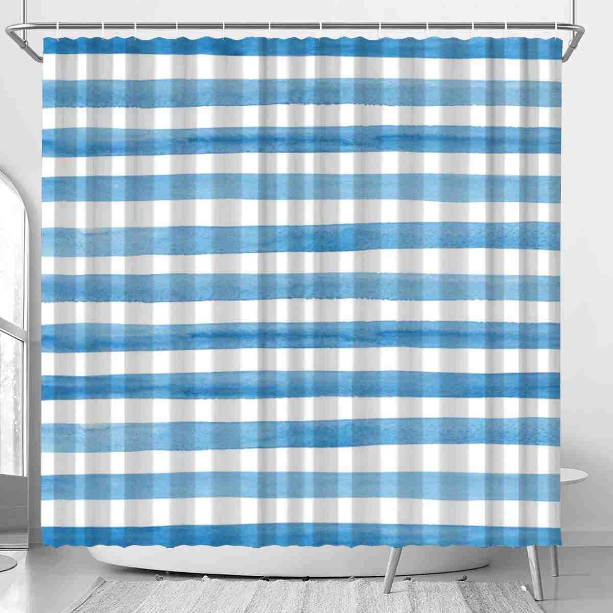 Clarifying Blue-White Stripes Marine Theme - 72x72 inch waterproof shower curtain set