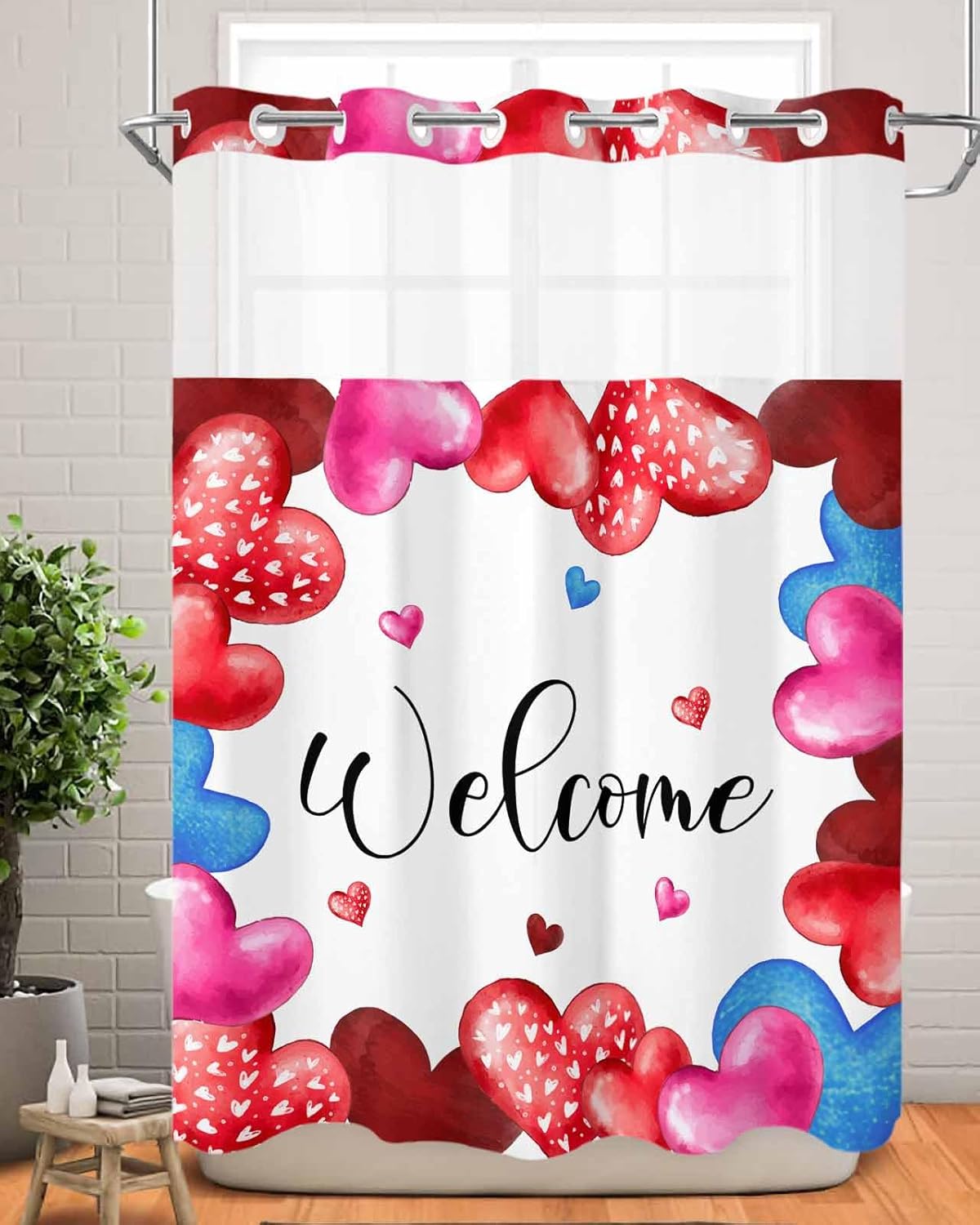 No-Hook Shower Curtain Set - Waterproof Durable