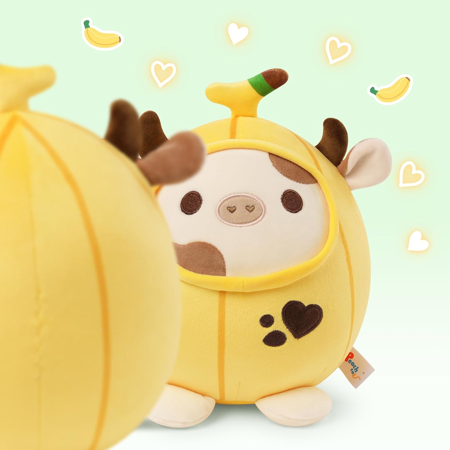 PEACH CAT Banana Cow Plush Pillow for Kids