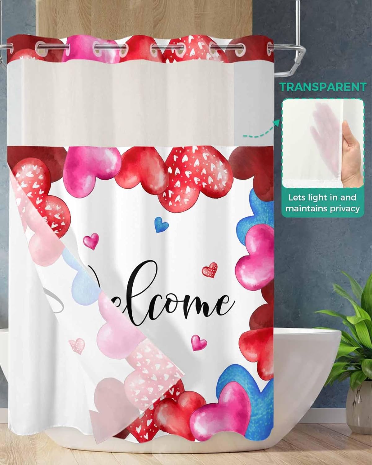No-Hook Shower Curtain Set - Waterproof Durable