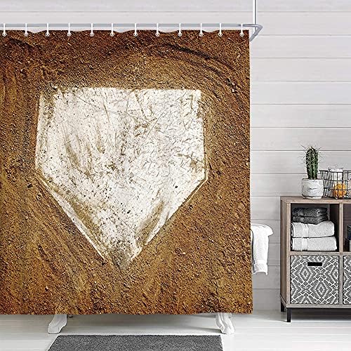 NYMB Kids Baseball 69x70in shower curtain set with hooks