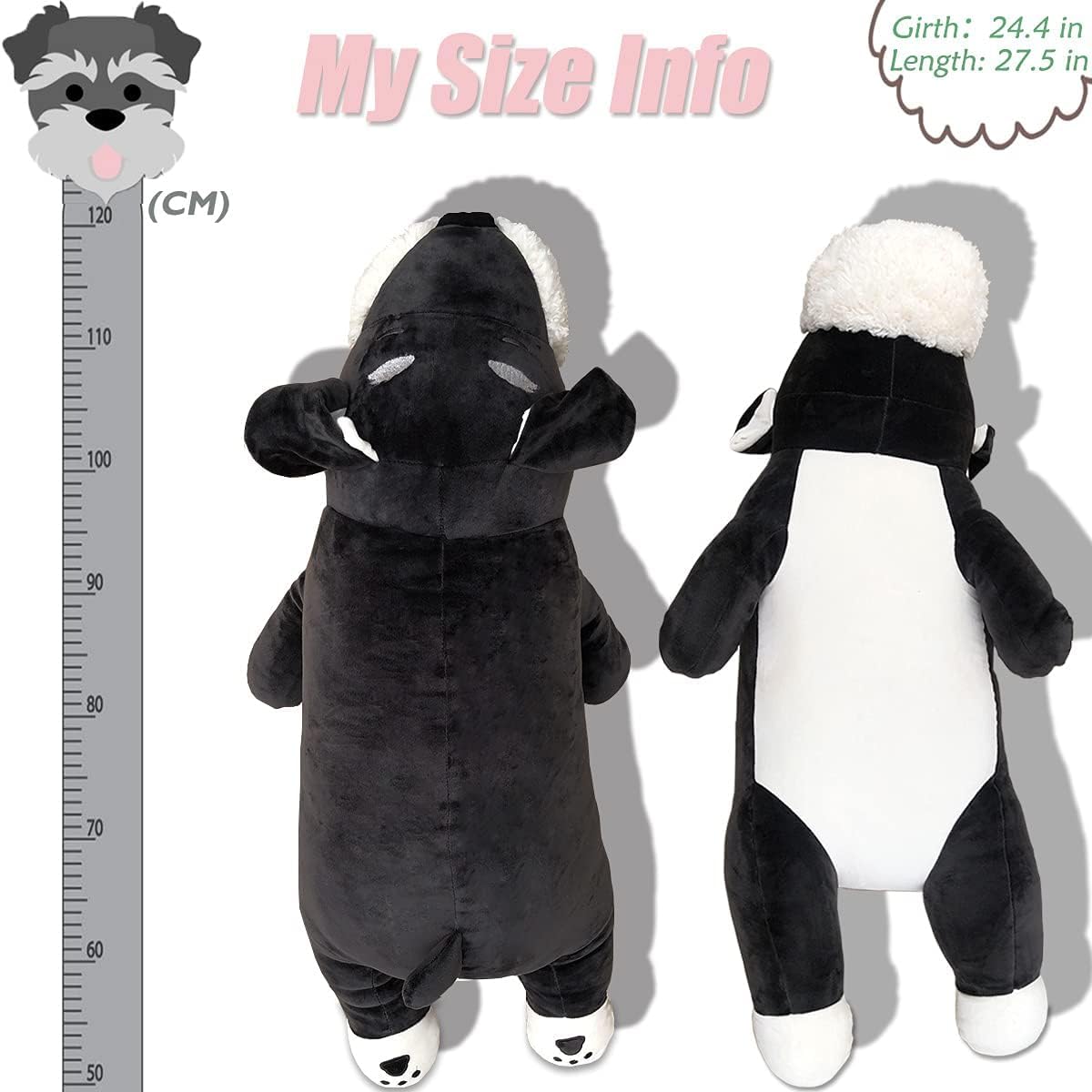 FEEZUSH 275 Inch Plush Pillow for Kids Schnauzer Gift