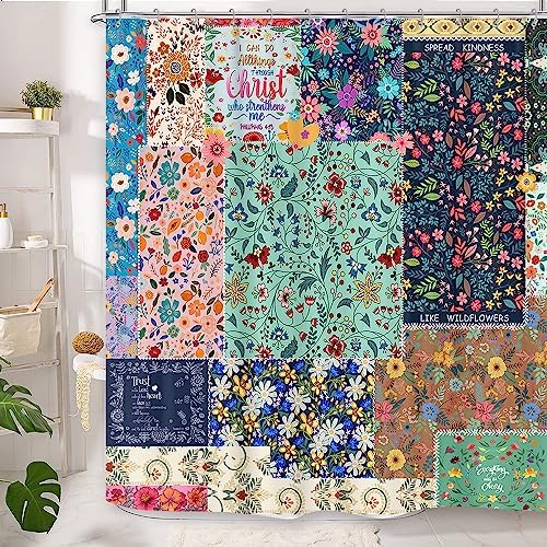 Bohemian Boho Floral Shower Curtain Set