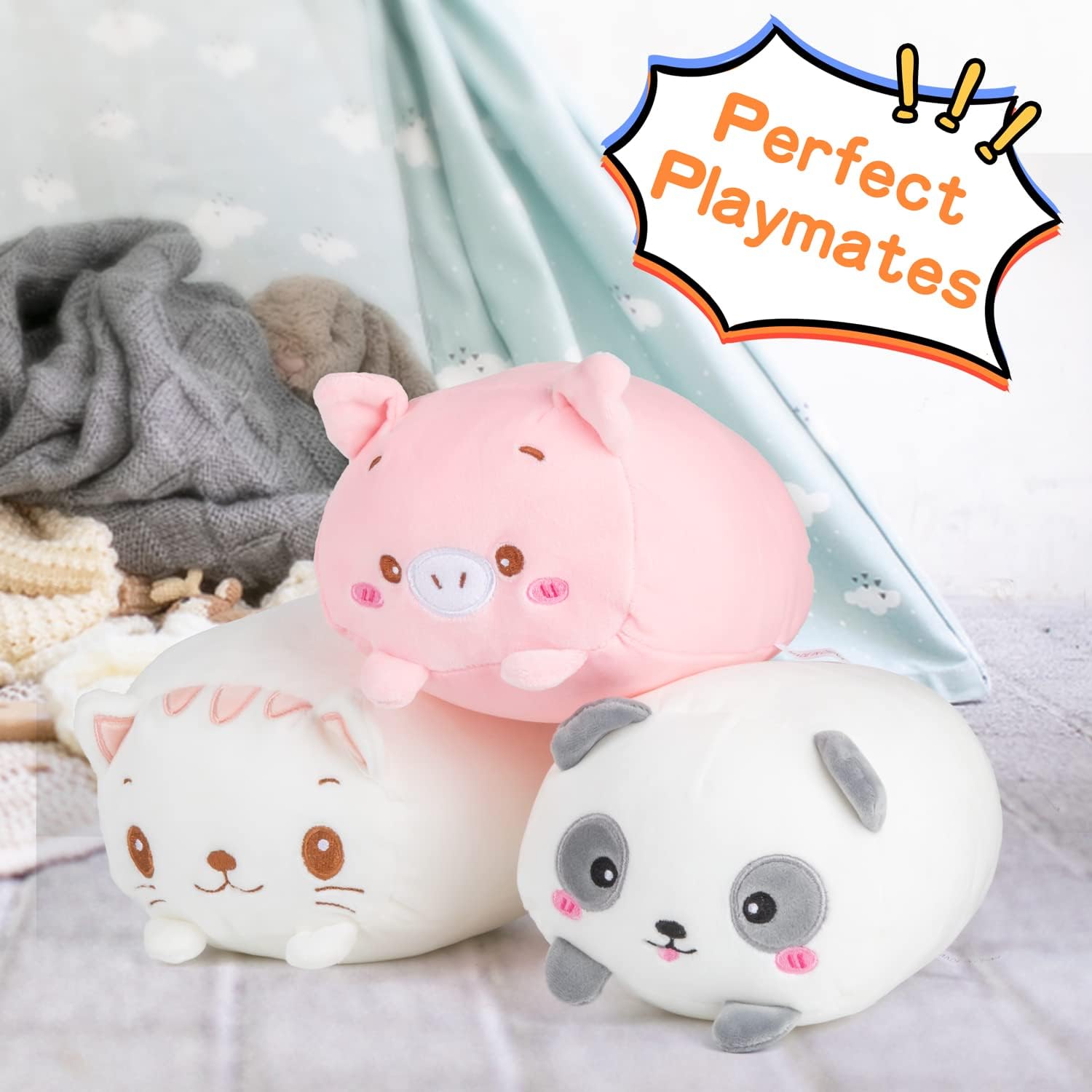 Labeol Plush Toys Set - Cute Plush Pillow for Cats Pigs and Pandas
