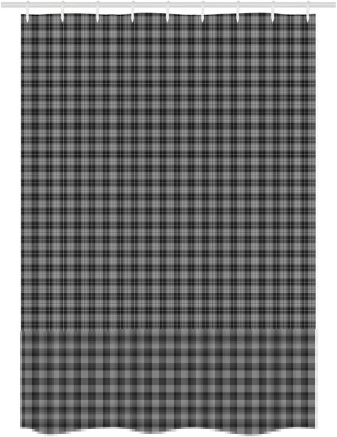 Perfect Grey Plaid Stall Shower Curtain - Ambesonne Gingham Design with Dust Pearl