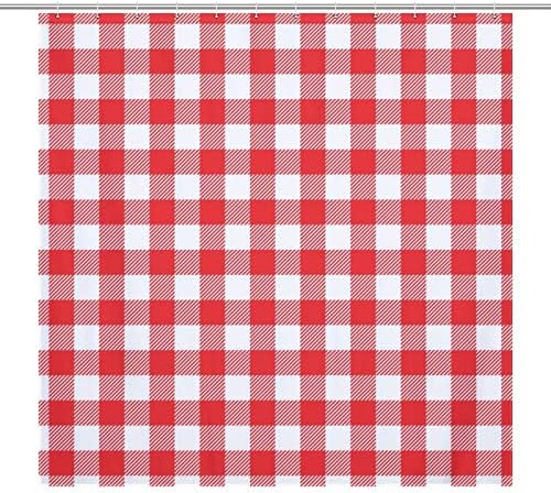 Buffalo Plaid Design Print Shower Curtain 12 Hooks Included