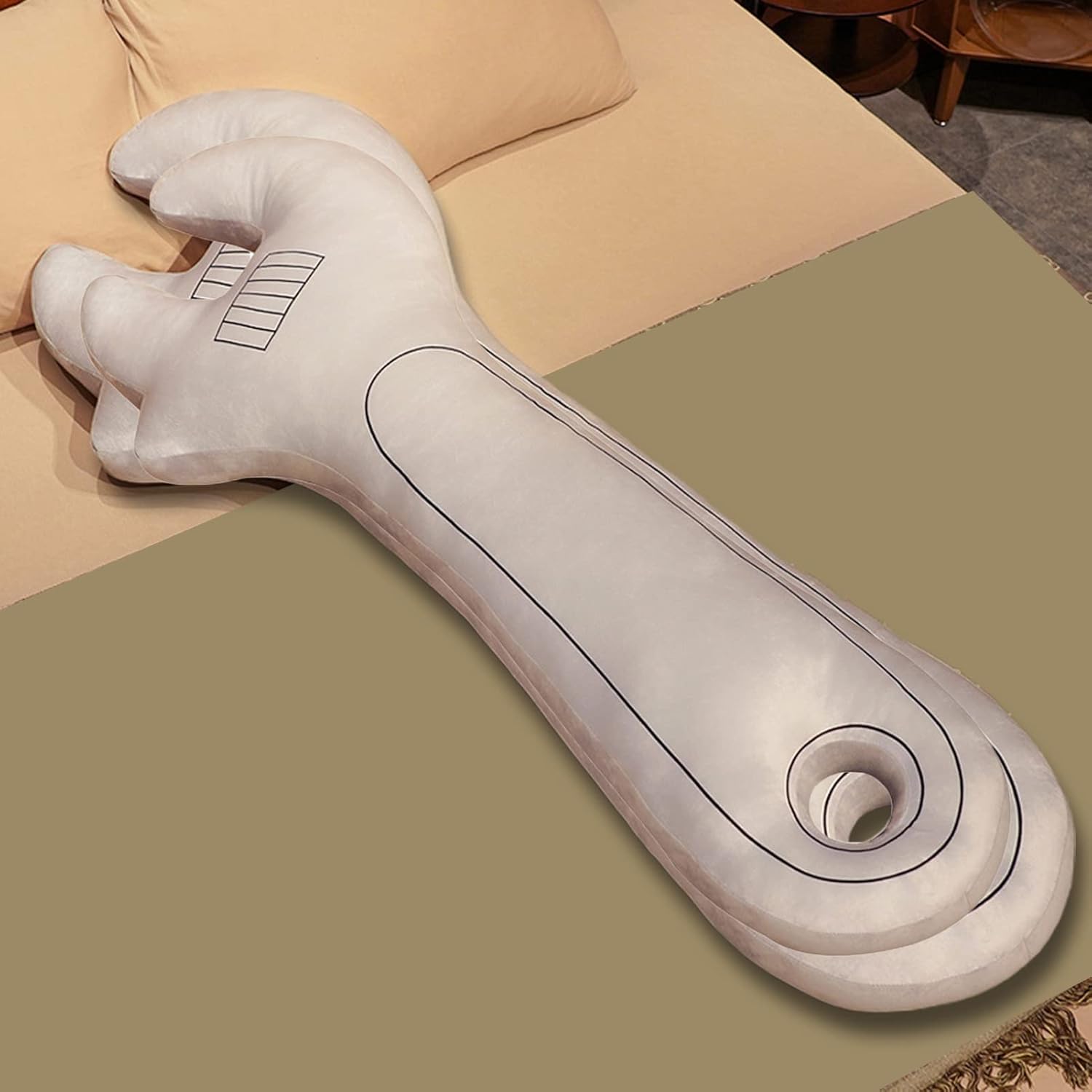 Simulation Wrench Shape Plush Pillow Comfortable Back Support Funny Stuffed Toy