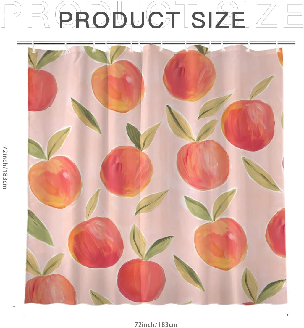 KOMIKU Pink Peach Fruit Shower Curtain Delight Your Bathroom