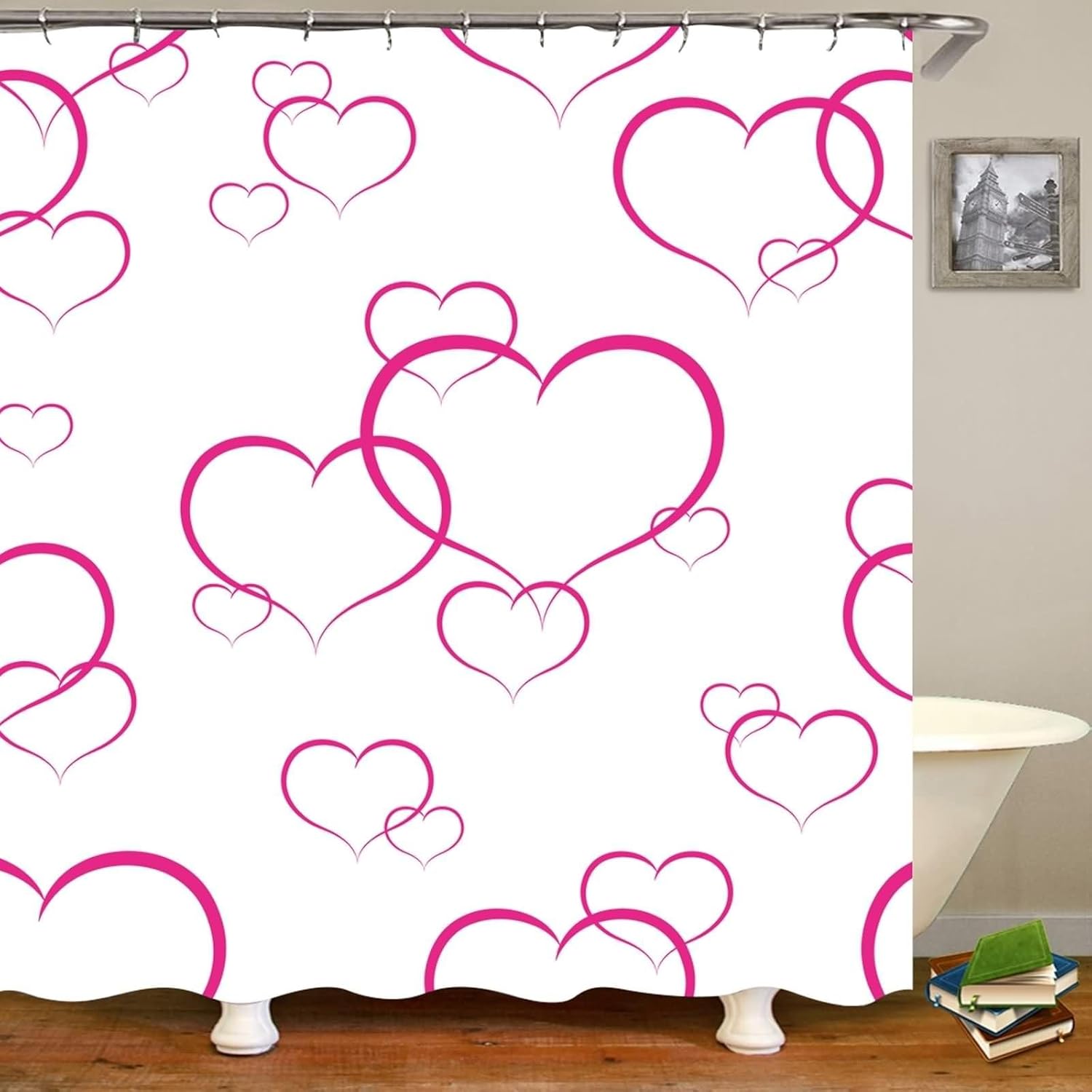 Stylish Rose Red Shower Curtain Grommet Set for Bathroom Use