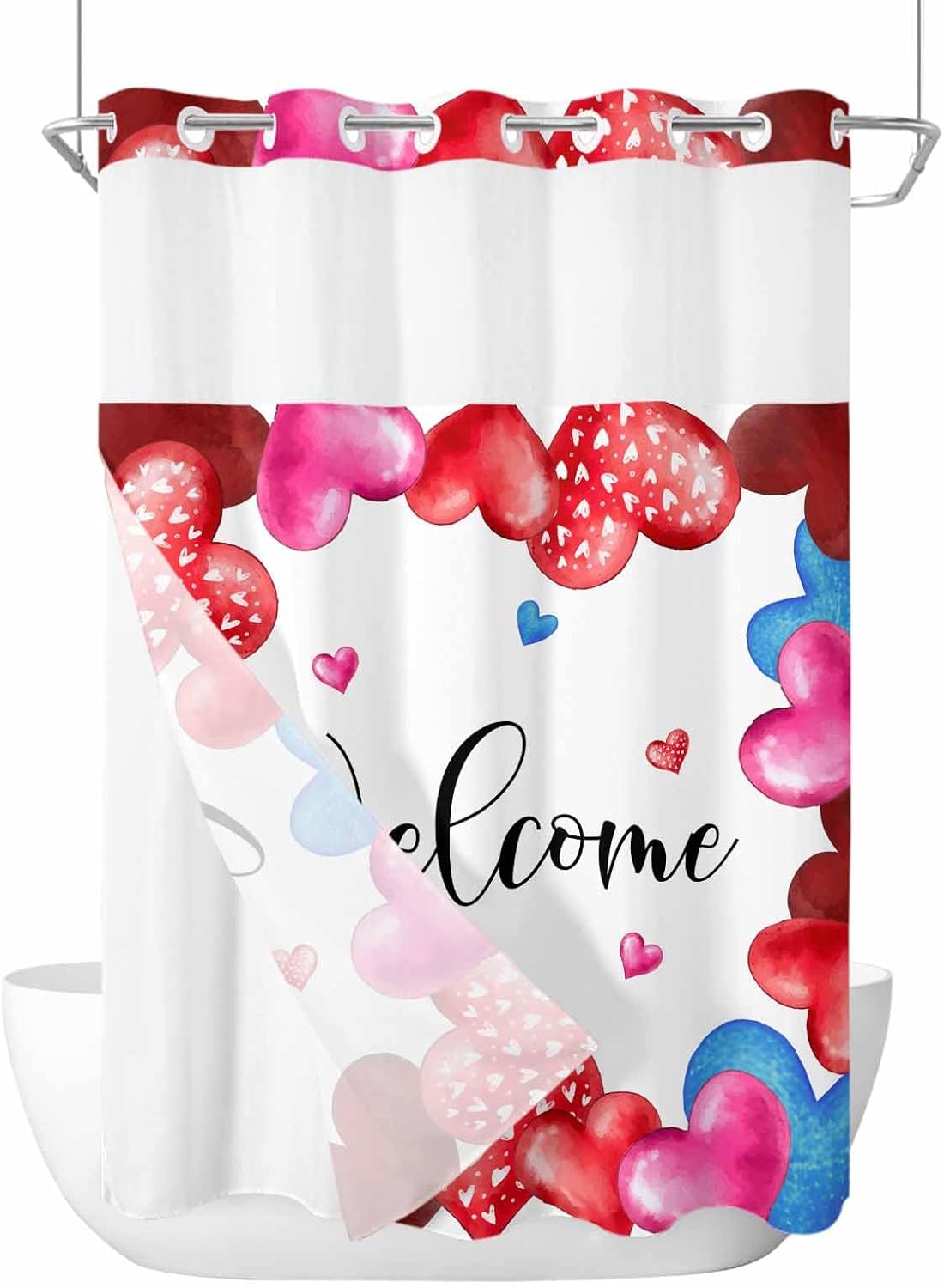No-Hook Shower Curtain Set - Waterproof Durable