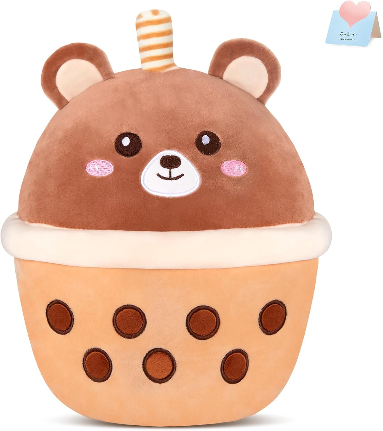 Boba Bear Plush Pillow - 12 Inch
