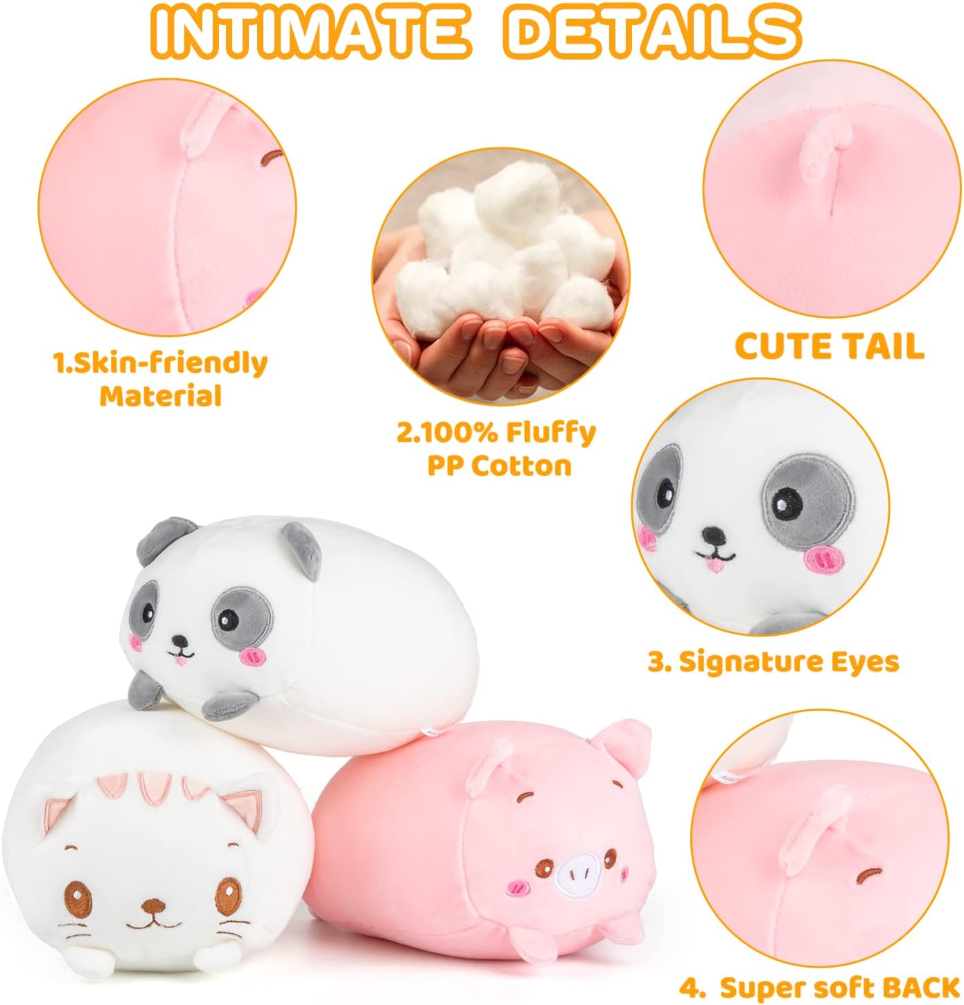Labeol Plush Toys Set - Cute Plush Pillow for Cats Pigs and Pandas