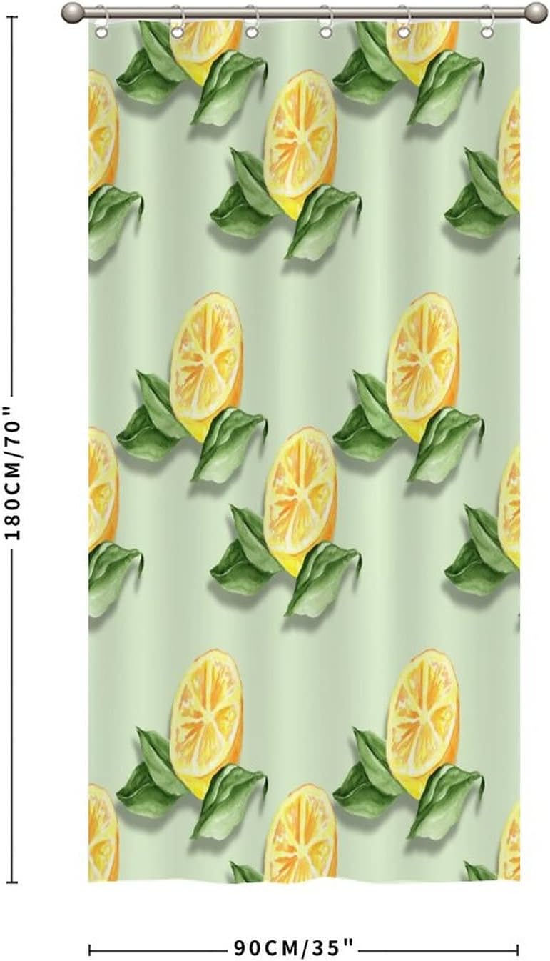 Abstract Lemon Fruit Shower Curtain Liner Set with Hooks
