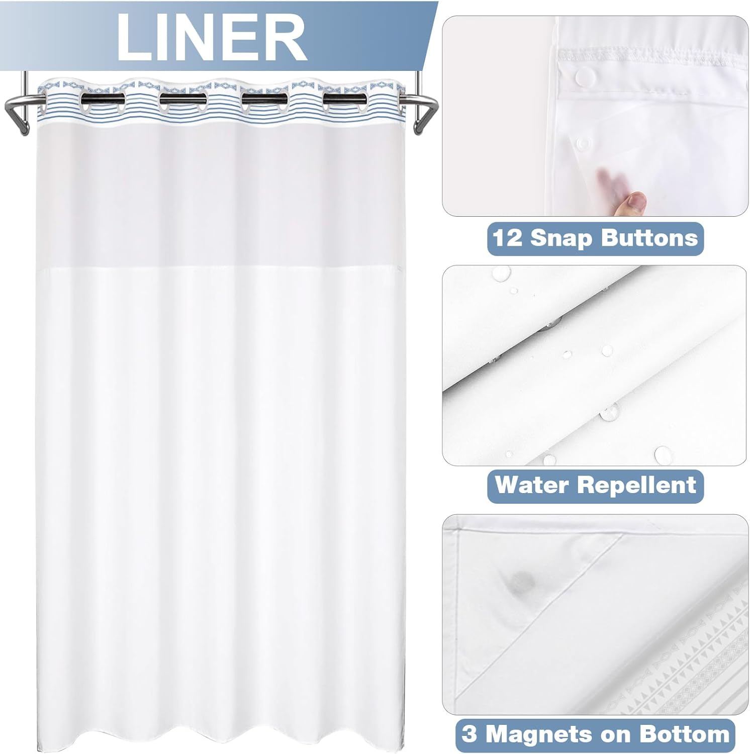 Elegant No-Hook Shower Curtain Set