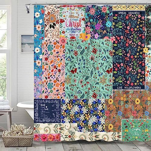 Bohemian Boho Floral Shower Curtain Set
