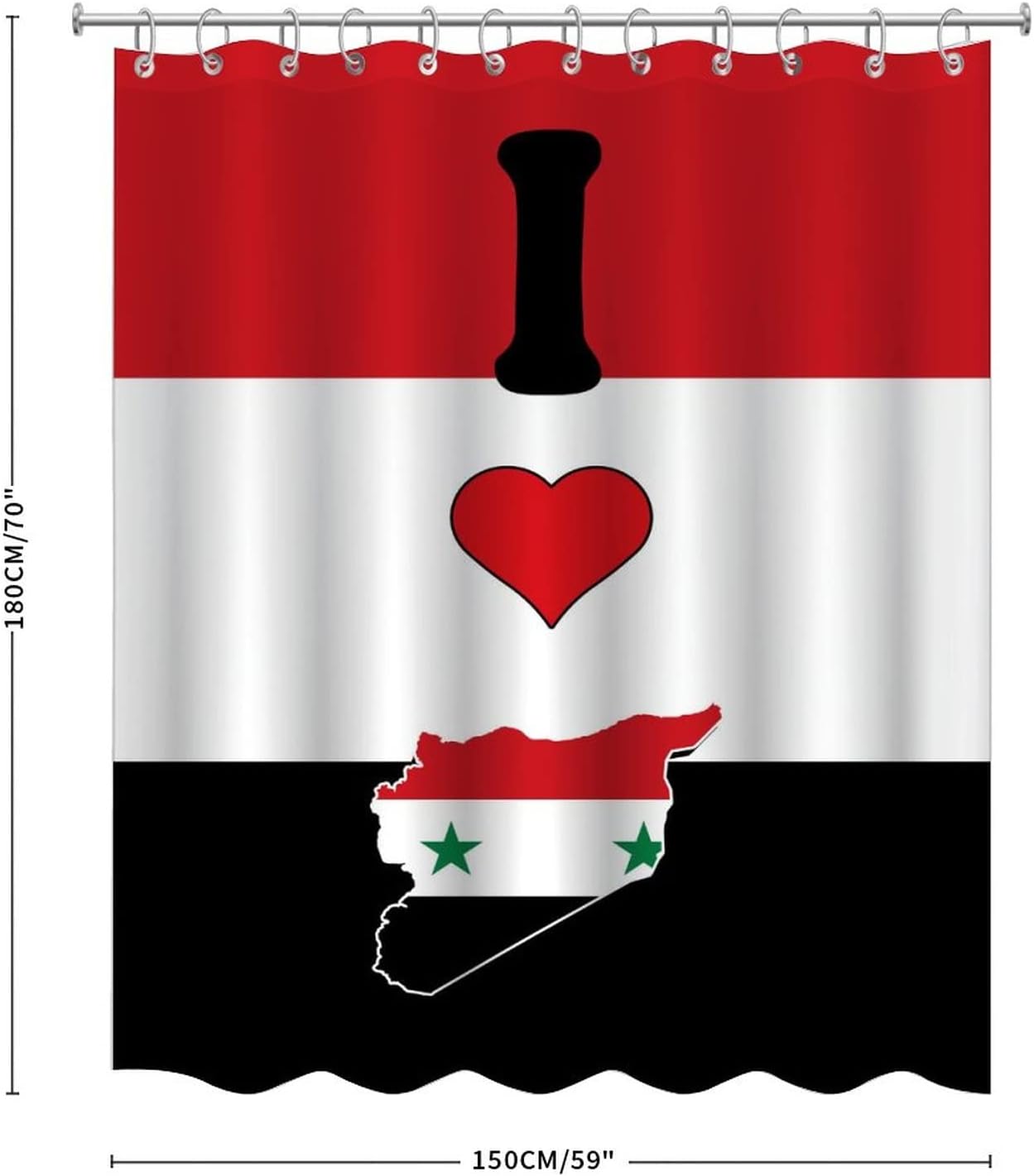 VEHFA I Love My Country Syria Shower Curtain with 12 Hooks Polygons