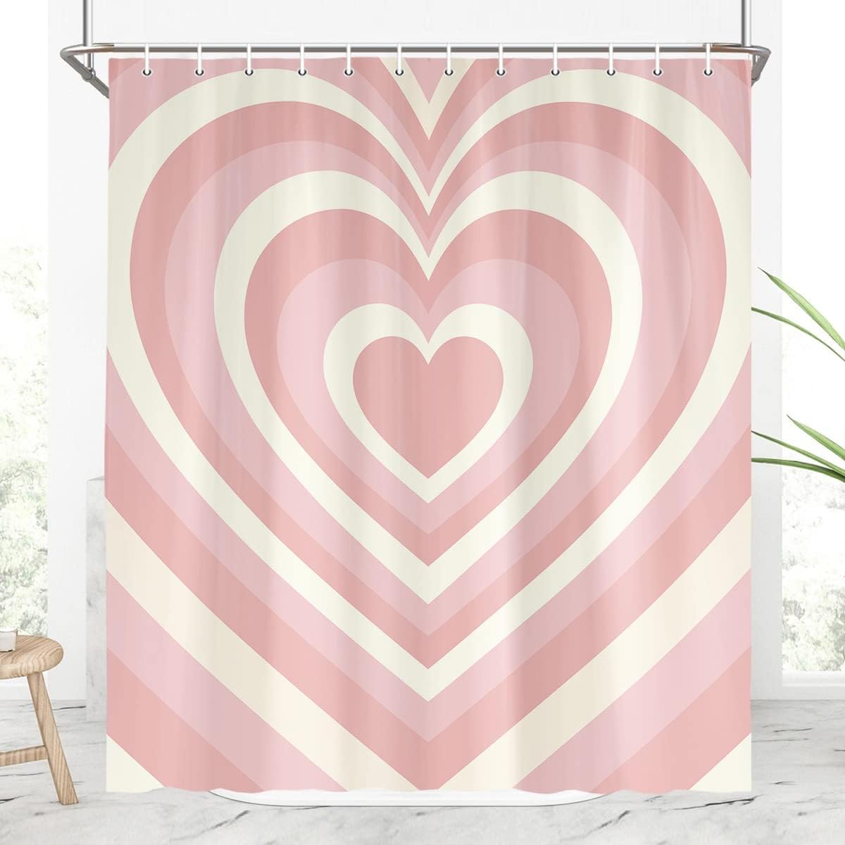 Valentines Day Heart High-Quality Shower Curtain for Your Bathroom Set