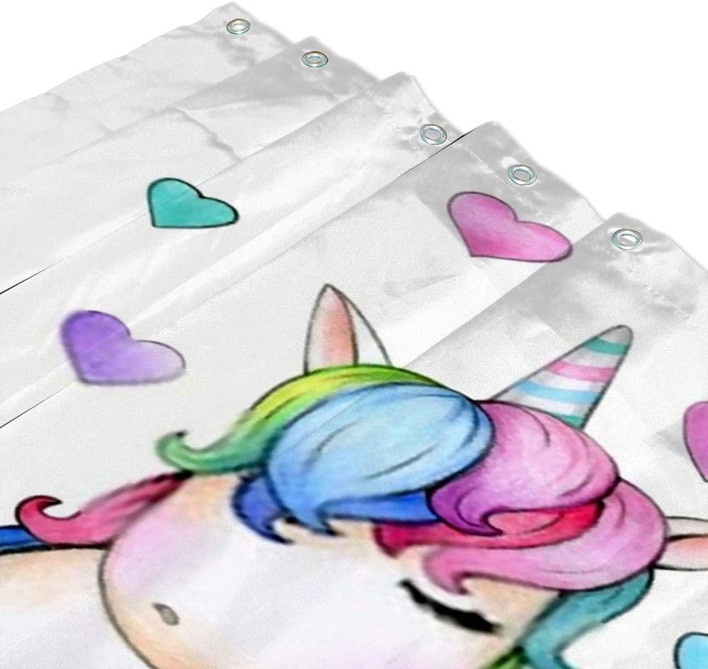 Waterproof 12-Hook Unicorn Cartoon Bath Curtain - Zhongji 12-Hook