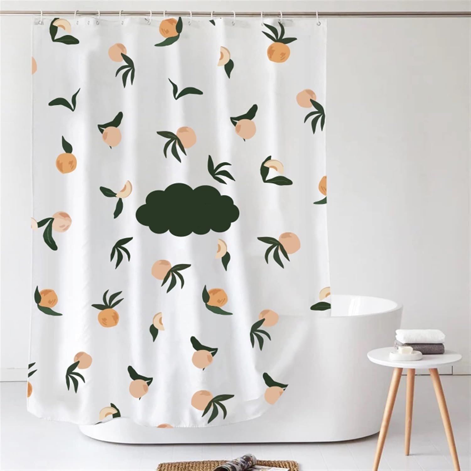 BNNP Shower Liner Set with Hooks Peach Pattern