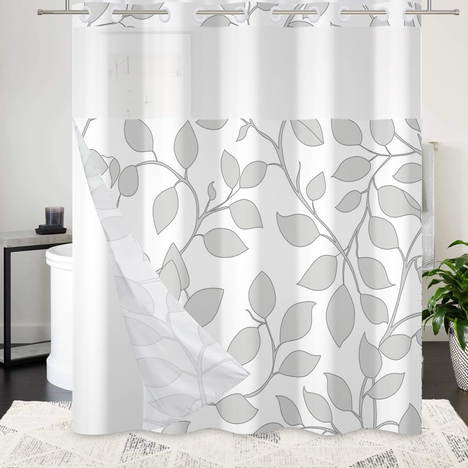 Elegant Modern No-Ring Shower Curtain
