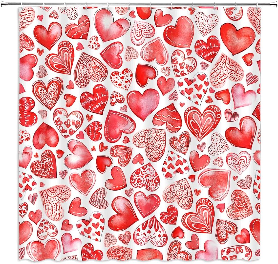 Elegant Red Love Heart Shower Curtain