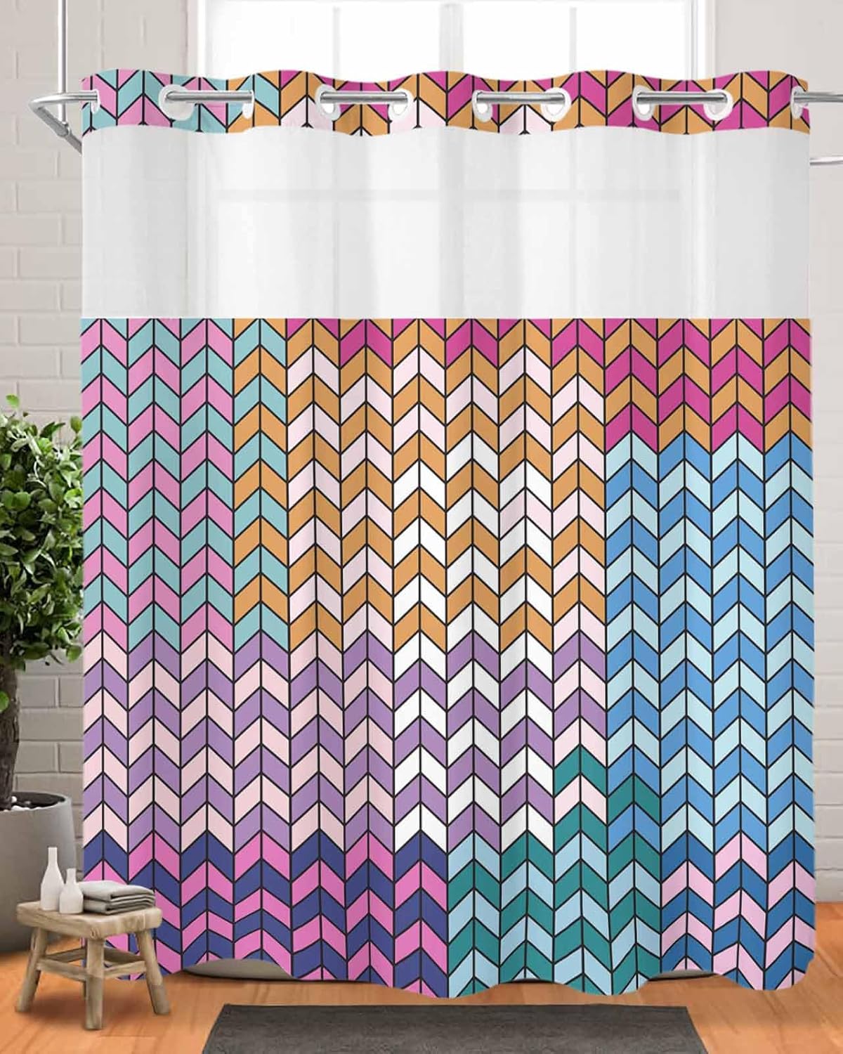 Anzona No Hook Shower Curtains - Soft Durable Waterproof and Stylish