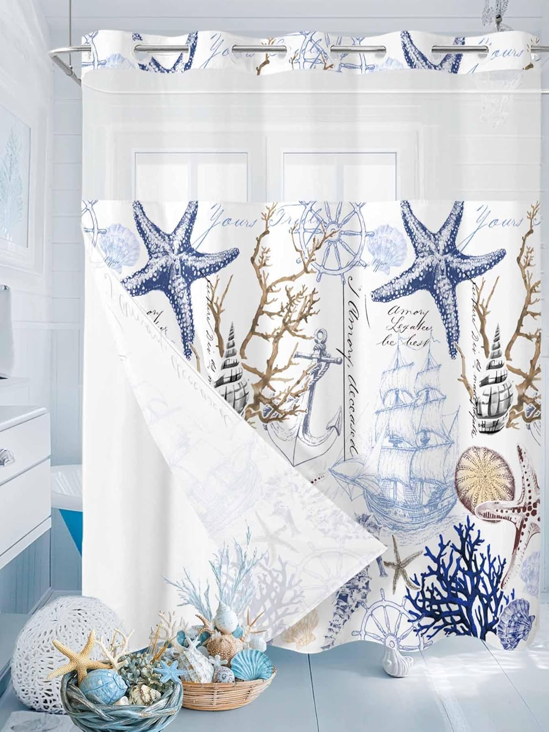 No Hooks Shower Curtain Set Waterproof and Super comfy for Your Bathroom