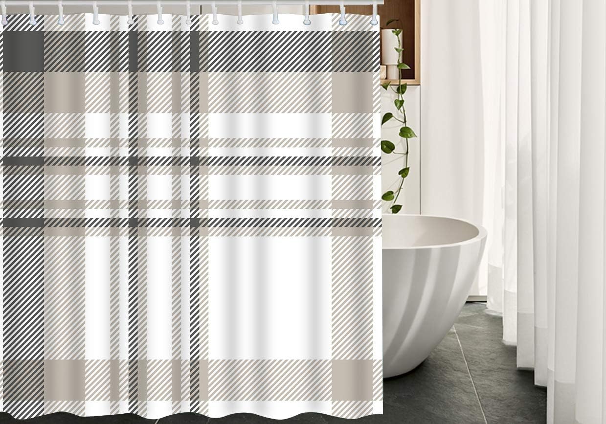 72x72 inch Vintage Gingham Plaid Shower Curtain