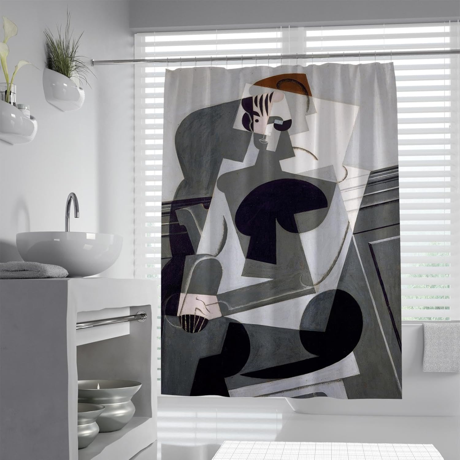 Modern Abstract Art Shower Curtain with Hooks