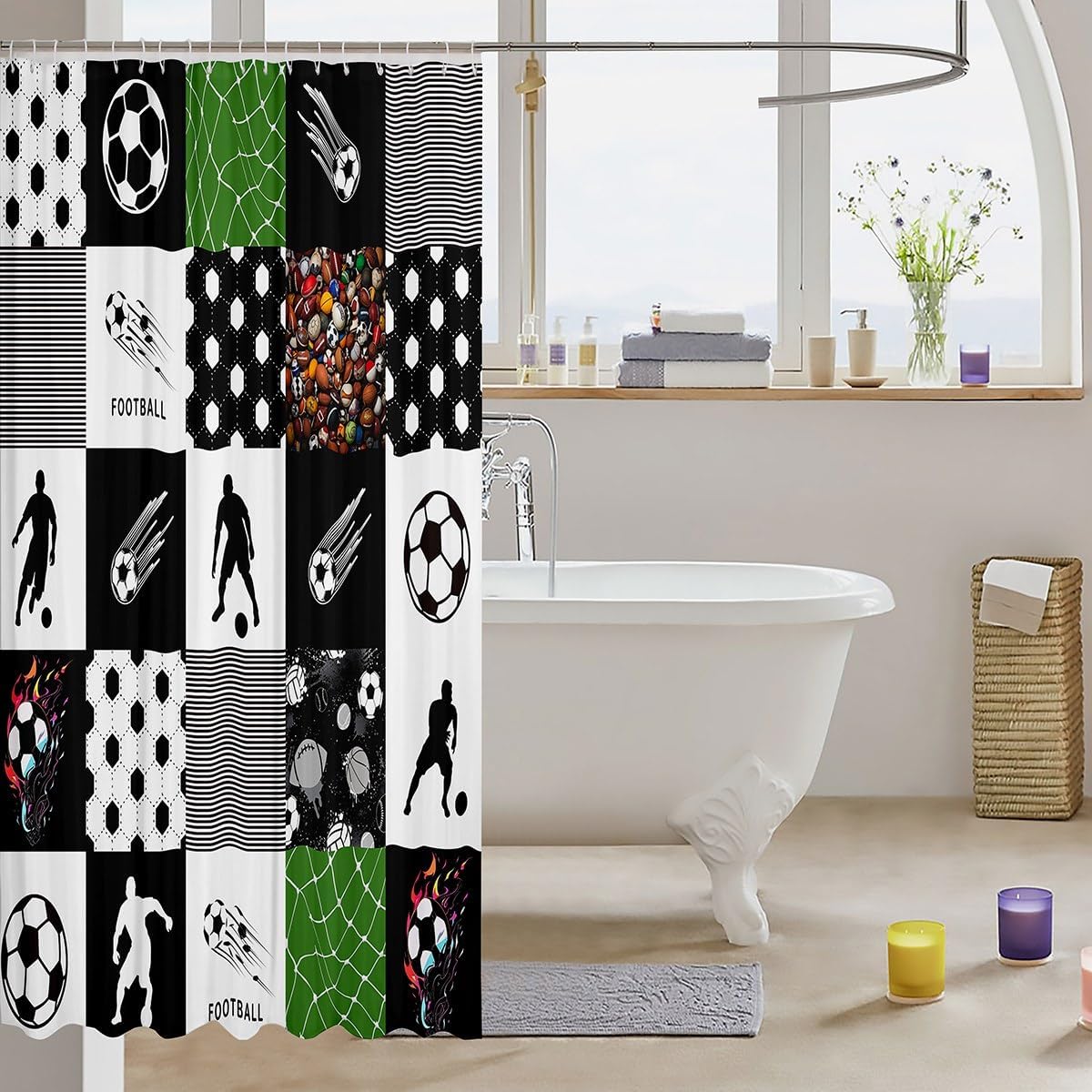 Waterproof Basketball Court Bartter Room 78 x 72 Shower Curtains
