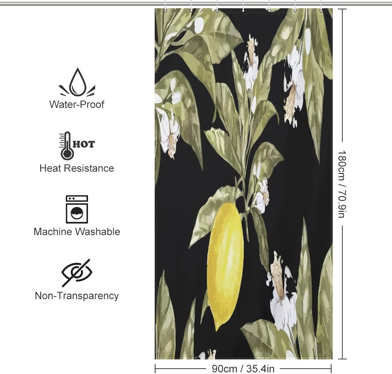Sweet Natural Food Shower Curtain Lemon Summer Fruit Bath Curtain 36x72 Inch