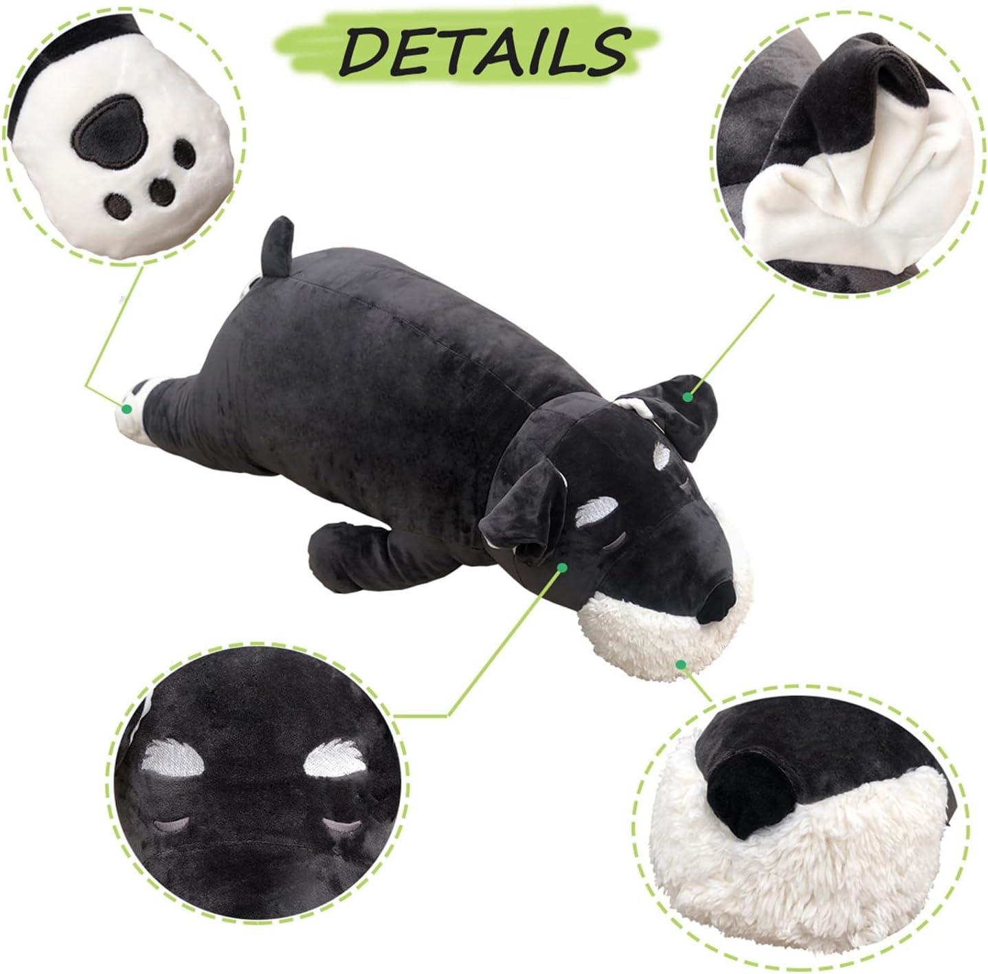 FEEZUSH 275 Inch Plush Pillow for Kids Schnauzer Gift