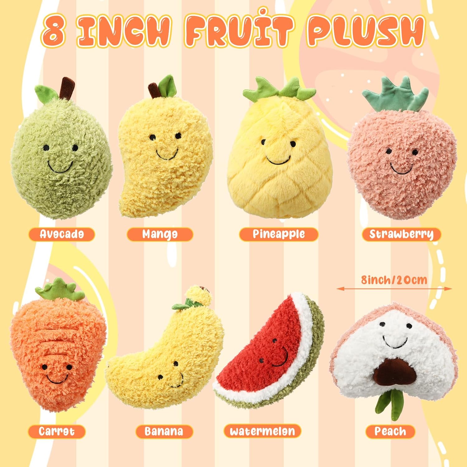 Fruit Plushies 8-Piece Set