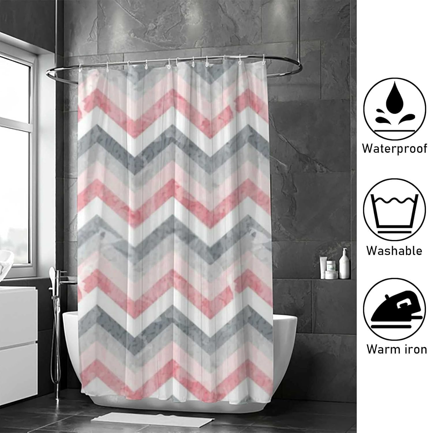 Hapuxt Zigzag Waterproof Bath Curtains