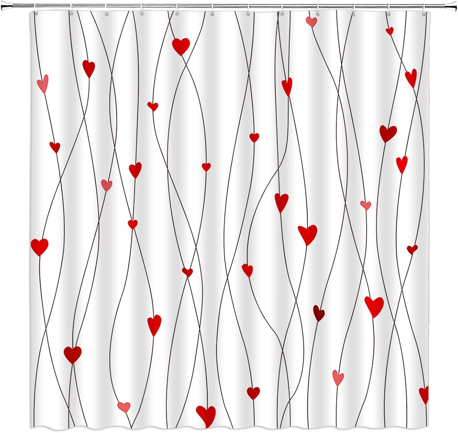 Valentines Day Heart Shower Curtain Red