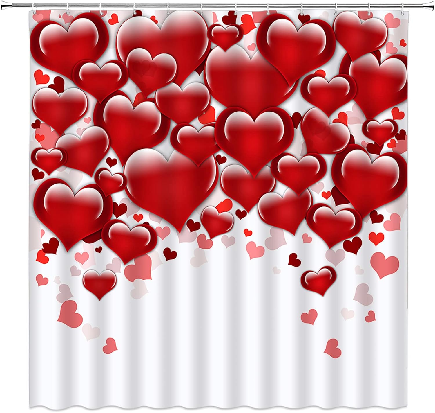 Exquisite Heart-shaped Red Shower Curtain for Valentines Day