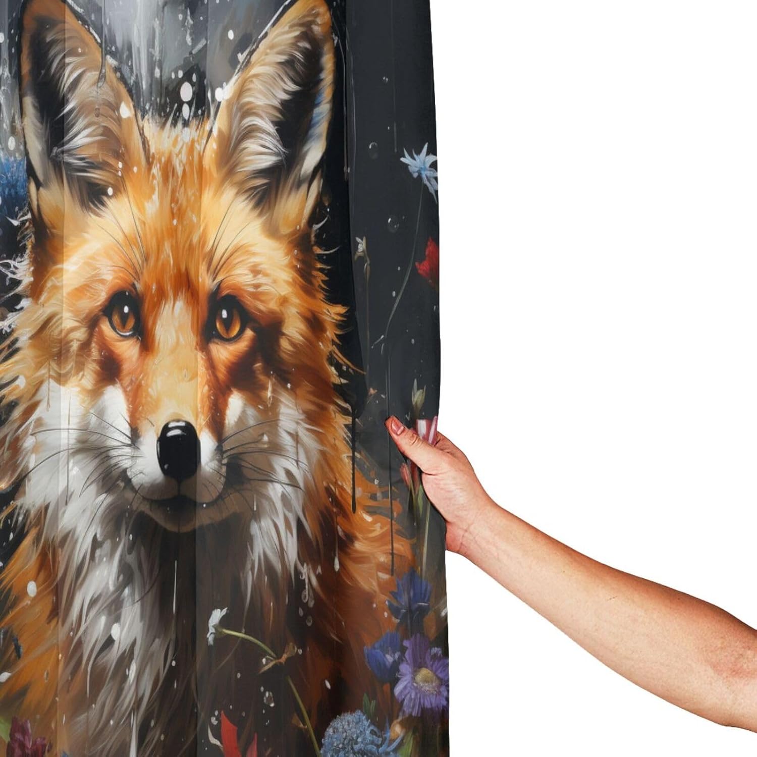 DAOWANGZUO Brown Fox Shower Curtain Set