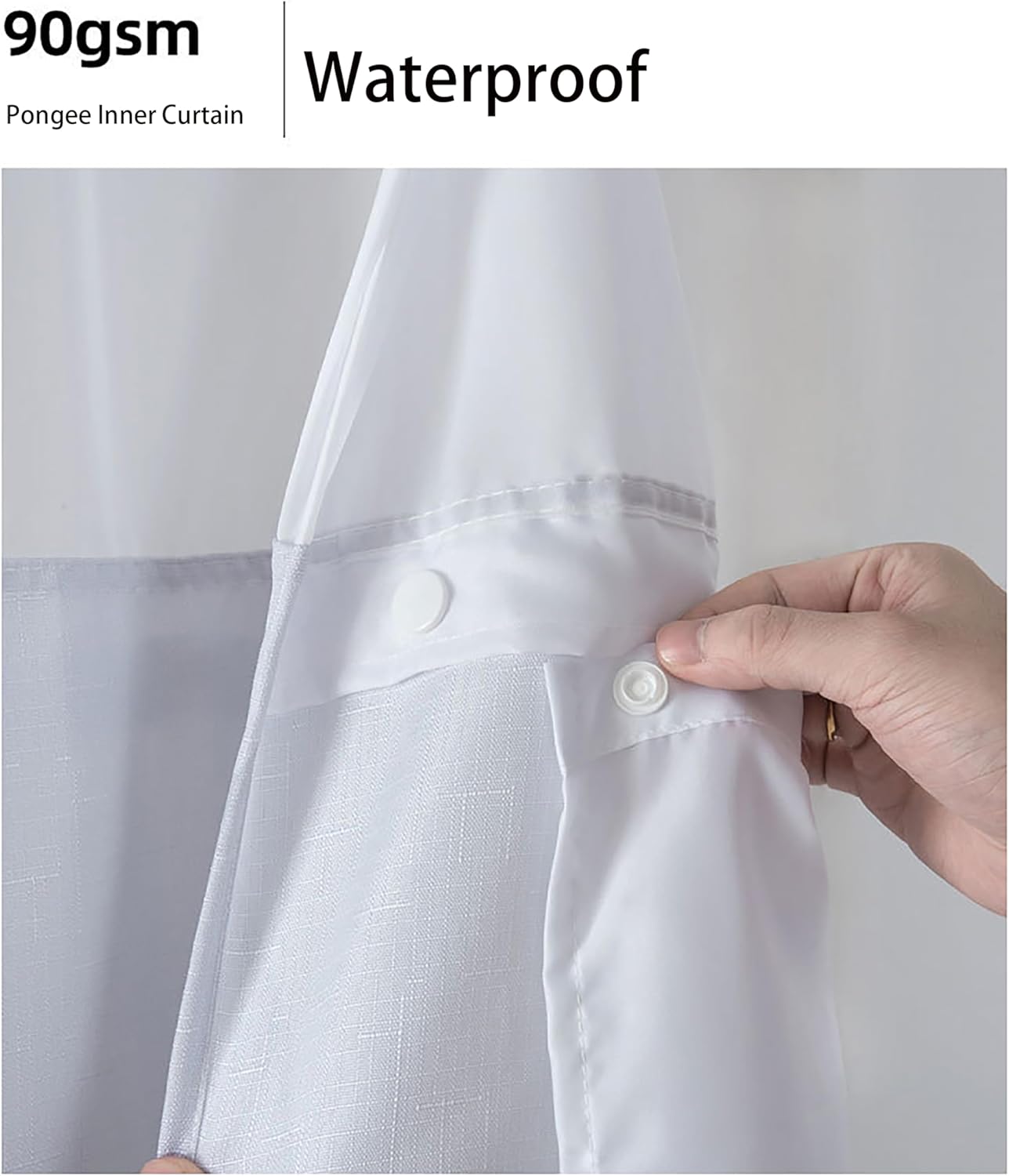 Planially No Hooks Shower Curtain Set